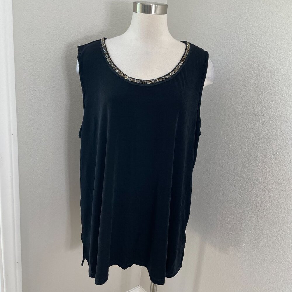 NEW Catherines‎ Plus 2X Sleeveless Tank Top With Metallic Trim Stretch Shirt